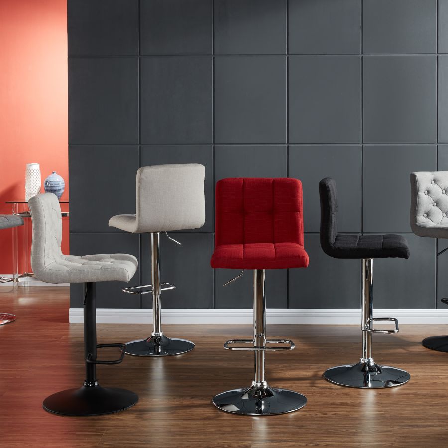 Tabouret Dex Air Lift, lot de 2 en tissu beige