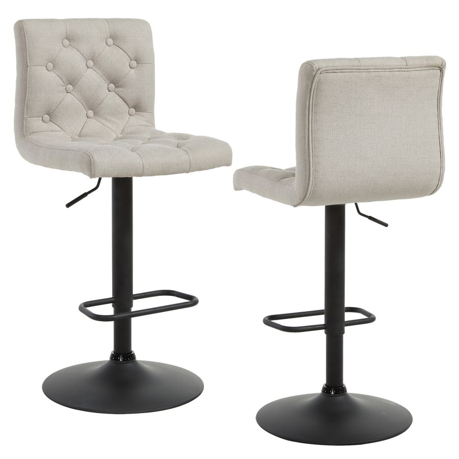 Tabouret Dex Air Lift, lot de 2 en tissu beige