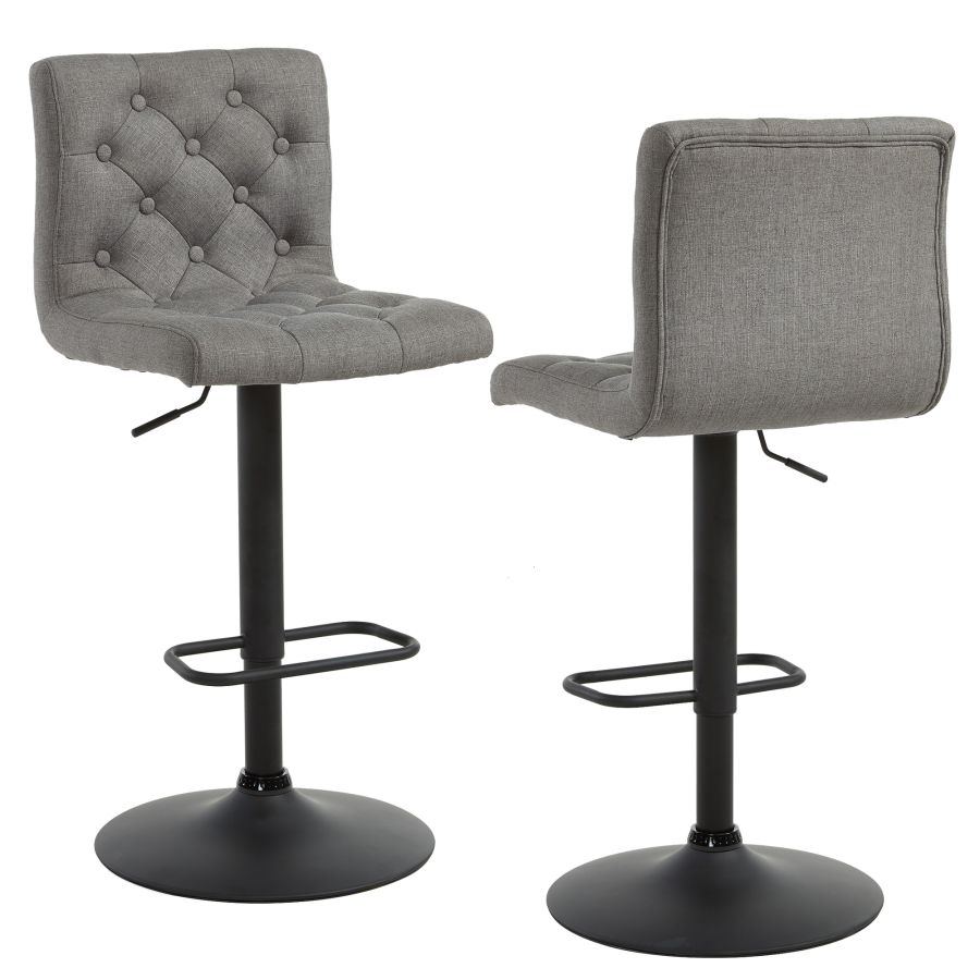 Tabouret Dex Air Lift, lot de 2 en tissu gris