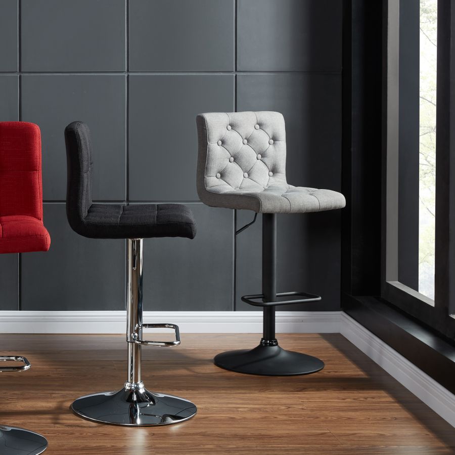 Tabouret Dex Air Lift, lot de 2 en tissu gris