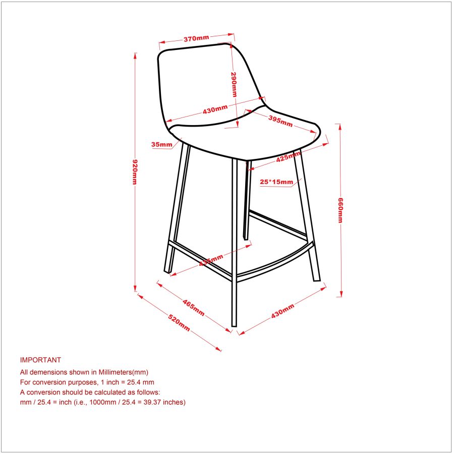 Tabouret de comptoir Buren 26'', ensemble de 2 en brun vintage