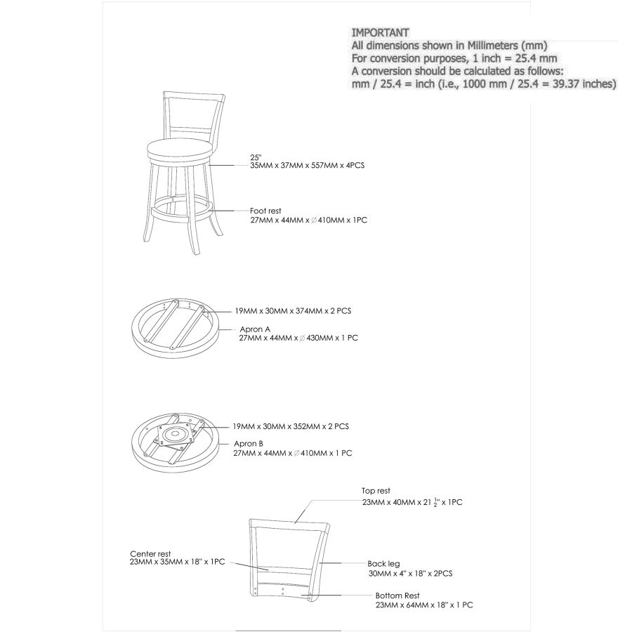 Tabouret de comptoir Rowan 26'', ensemble de 2 en gris
