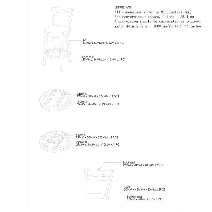 Tabouret de comptoir Harlo 26'', ensemble de 2 en gris