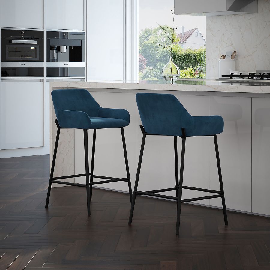 Tabouret de comptoir Baily 26'', ensemble de 2 en bleu
