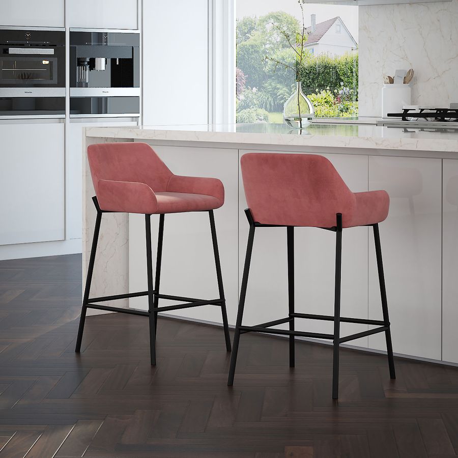 Tabouret de comptoir Baily 26'', ensemble de 2 en vieux rose