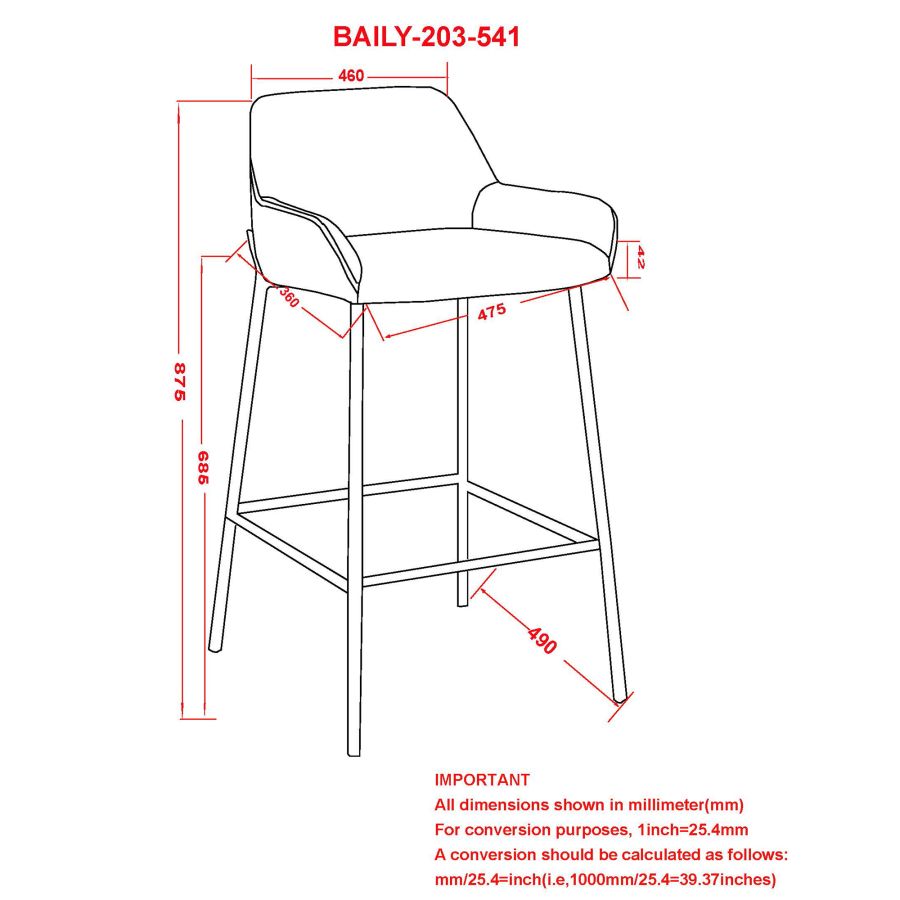 Tabouret de comptoir Baily 26'', ensemble de 2 en gris