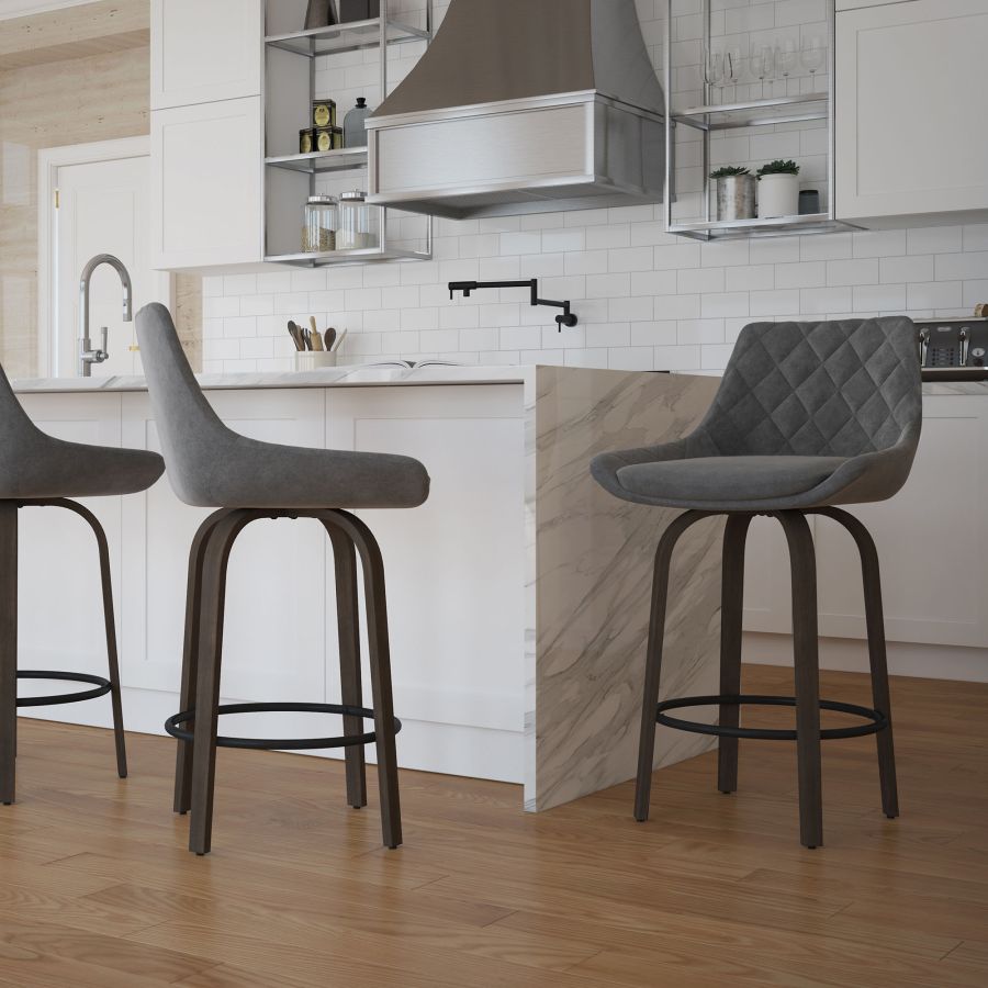 Tabouret de comptoir 26'' Kenzo, ensemble de 2 en gris