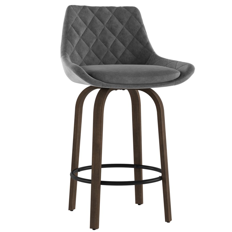 Tabouret de comptoir 26'' Kenzo, ensemble de 2 en gris