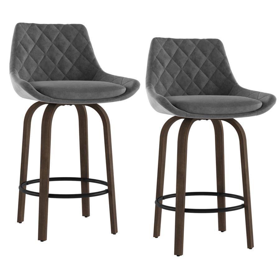 Tabouret de comptoir 26'' Kenzo, ensemble de 2 en gris
