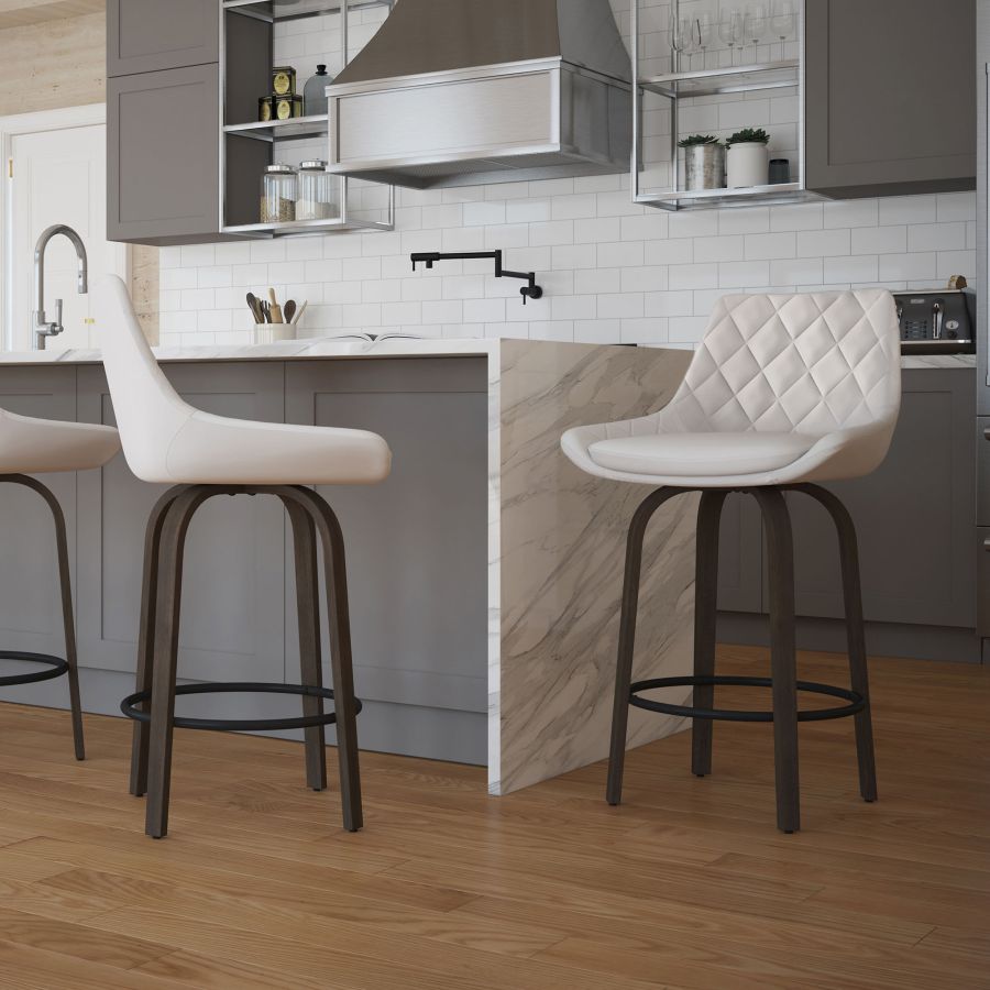 Tabouret de comptoir Kenzo 26'', ensemble de 2 en blanc