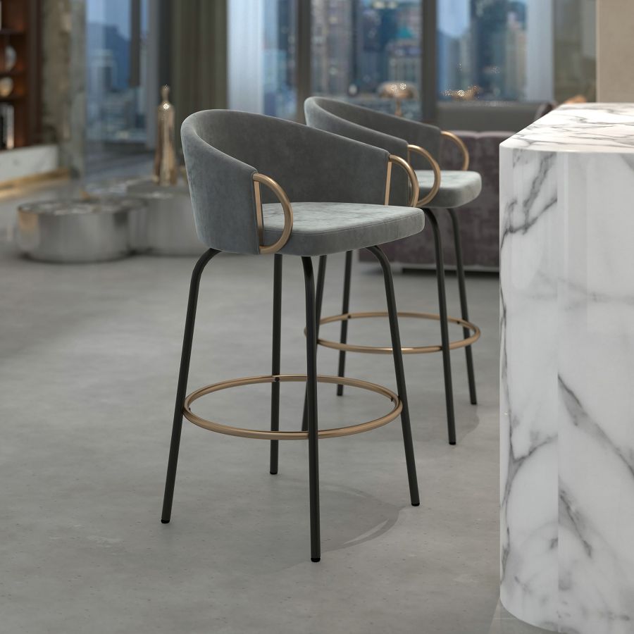Tabouret de comptoir Lavo 26", ensemble de 2, en gris