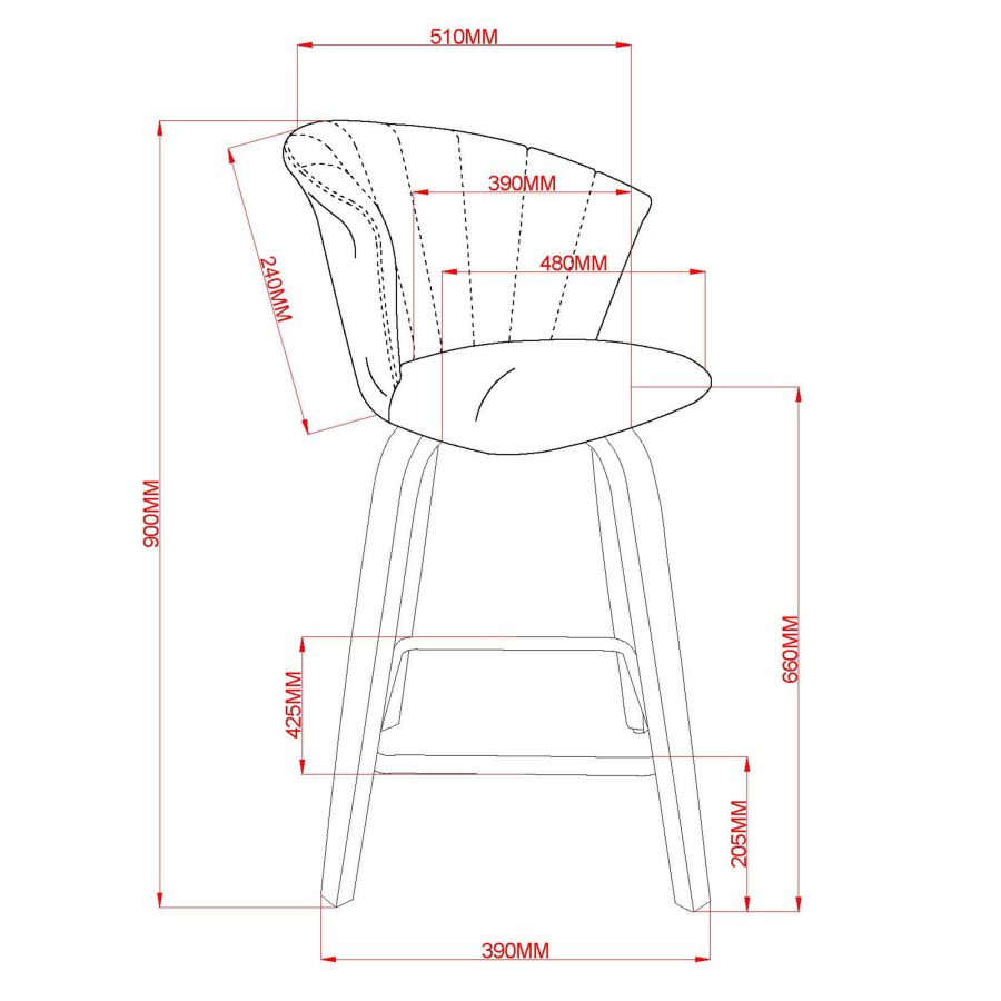 Tabouret de comptoir Tula de 26 po en noir 