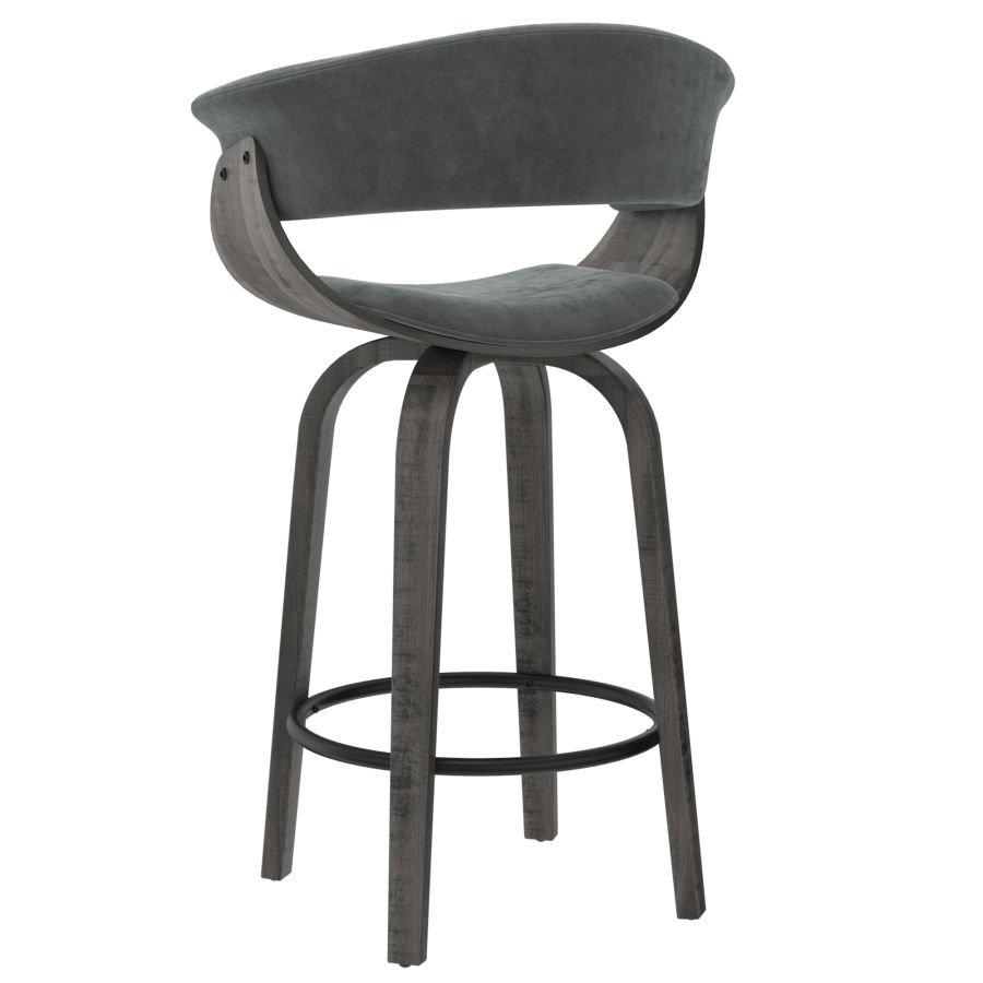 Tabouret de comptoir Holt 26'' en velours gris