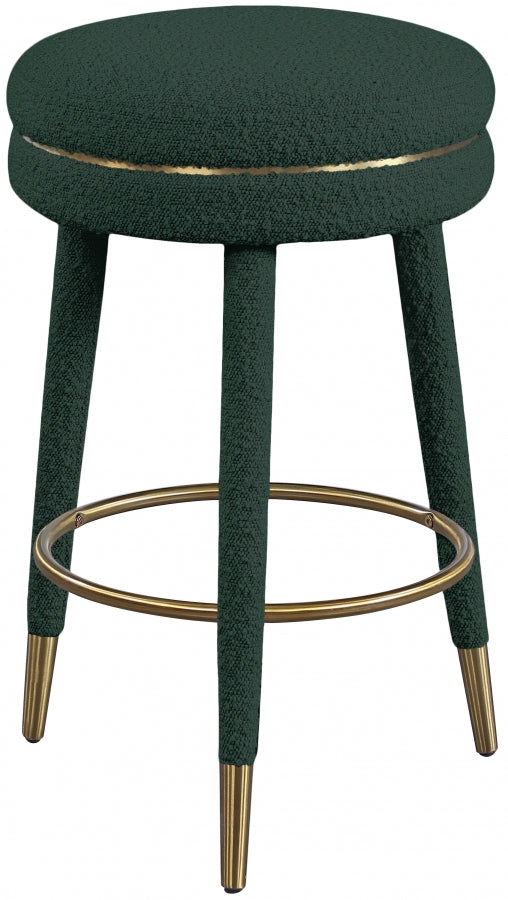 Tabouret de comptoir en tissu bouclé corail