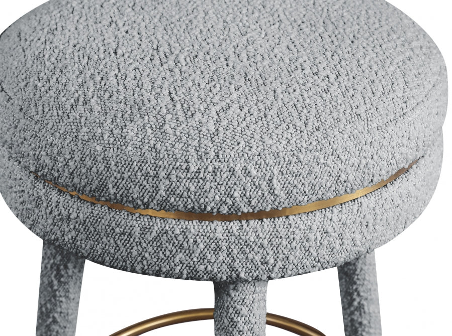 Tabouret de comptoir en tissu bouclé corail
