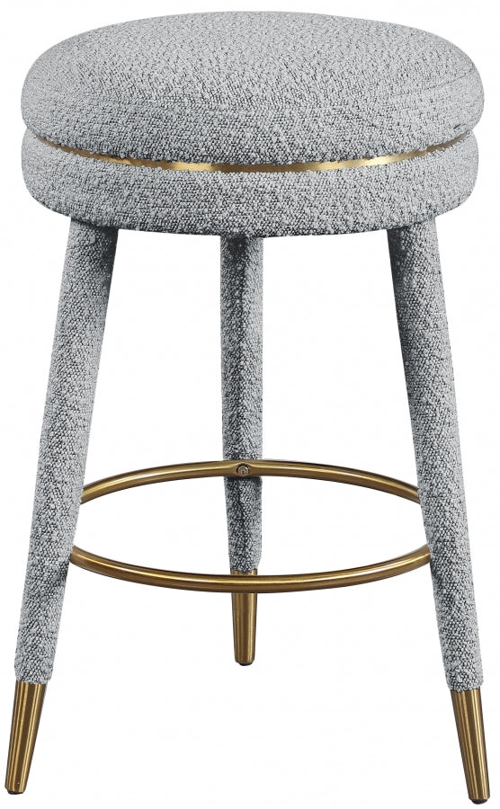 Tabouret de comptoir en tissu bouclé corail