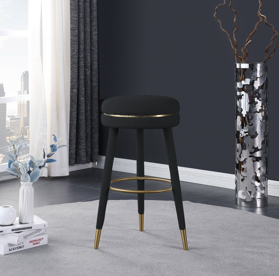 Tabouret de bar en tissu bouclé corail