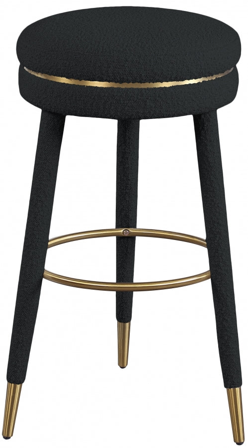 Tabouret de bar en tissu bouclé corail