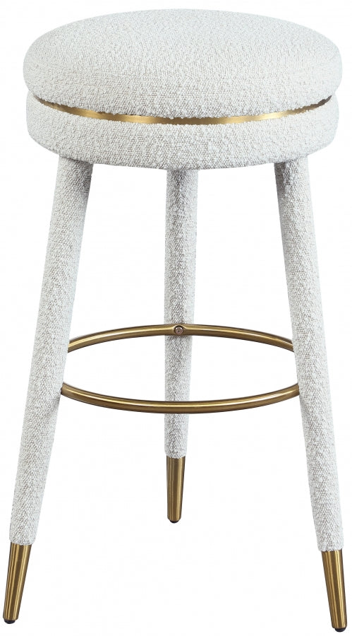 Tabouret de bar en tissu bouclé corail