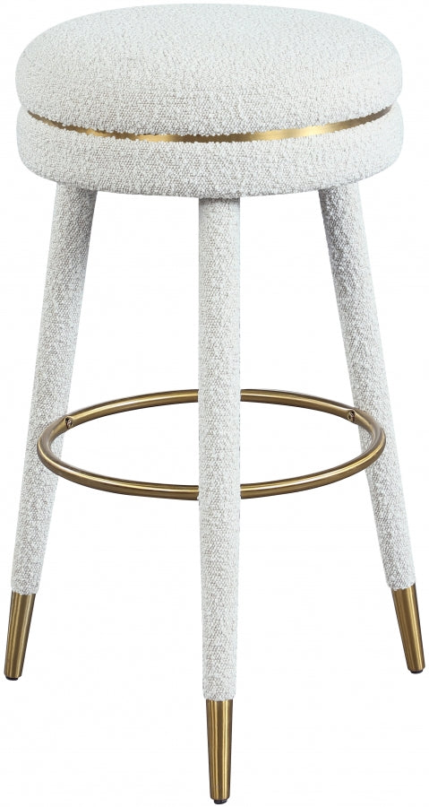 Tabouret de bar en tissu bouclé corail