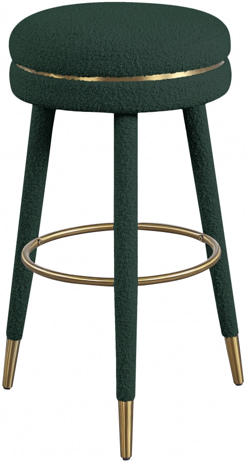 Tabouret de bar en tissu bouclé corail