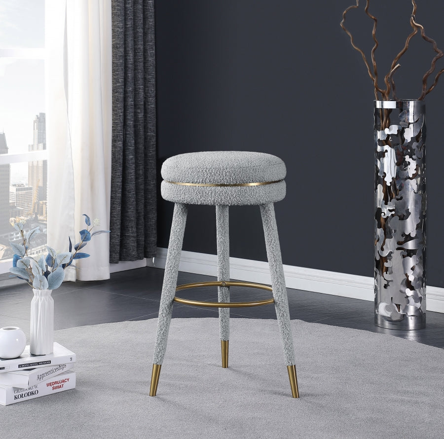 Tabouret de bar en tissu bouclé corail