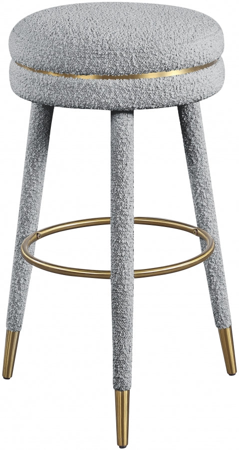 Tabouret de bar en tissu bouclé corail