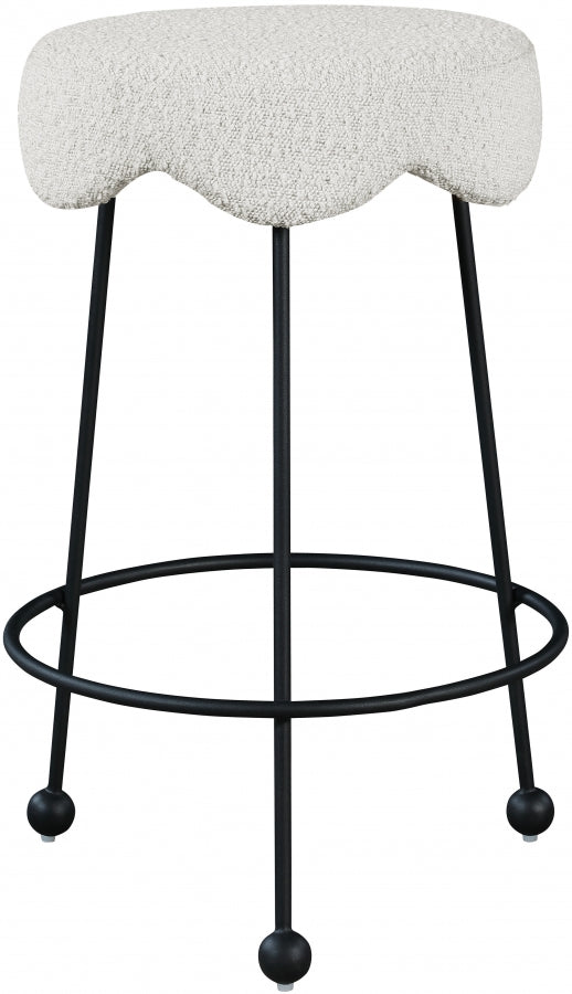 Tabouret de comptoir en tissu Fleur Boucle