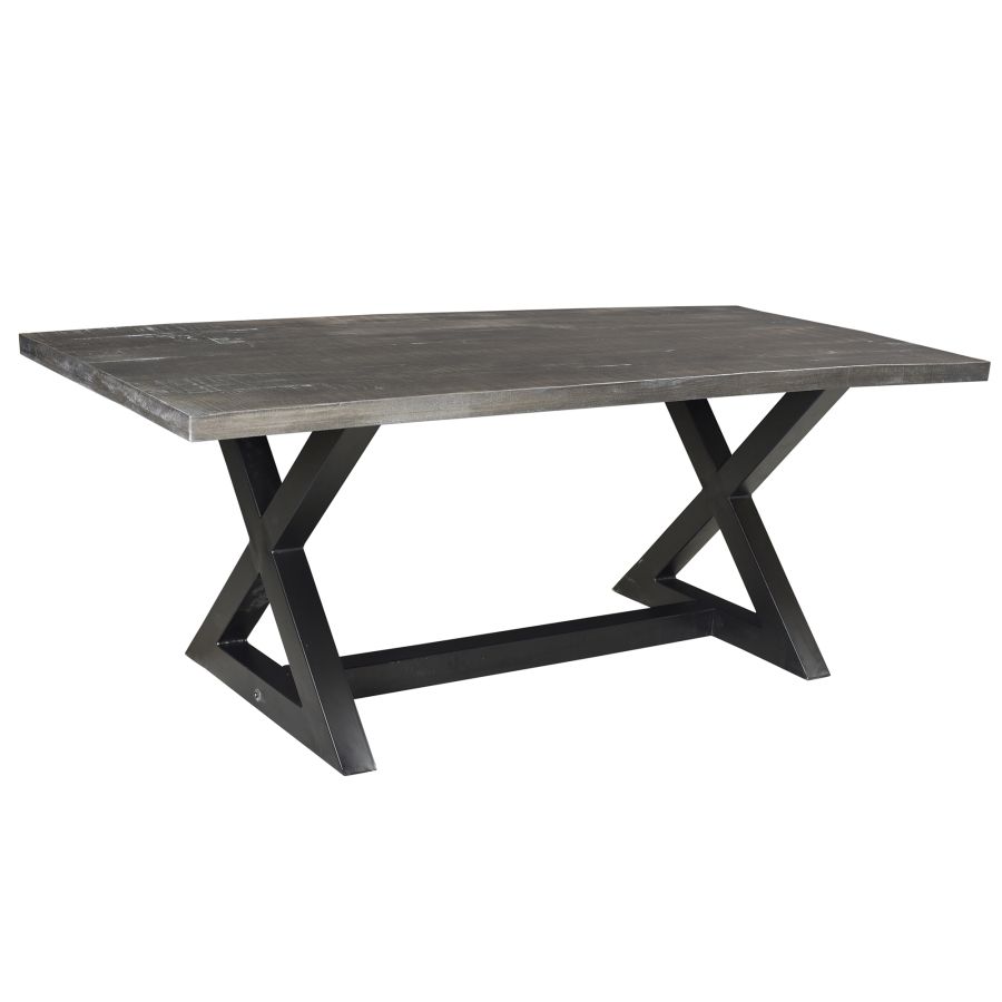 Ensemble de salle à manger 7 pièces Zax/Silvano en noir avec chaise grise
