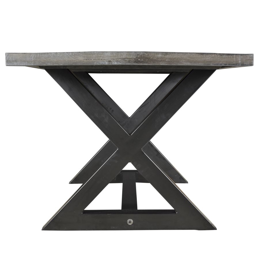 Ensemble de salle à manger 7 pièces Zax/Silvano en noir avec chaise grise