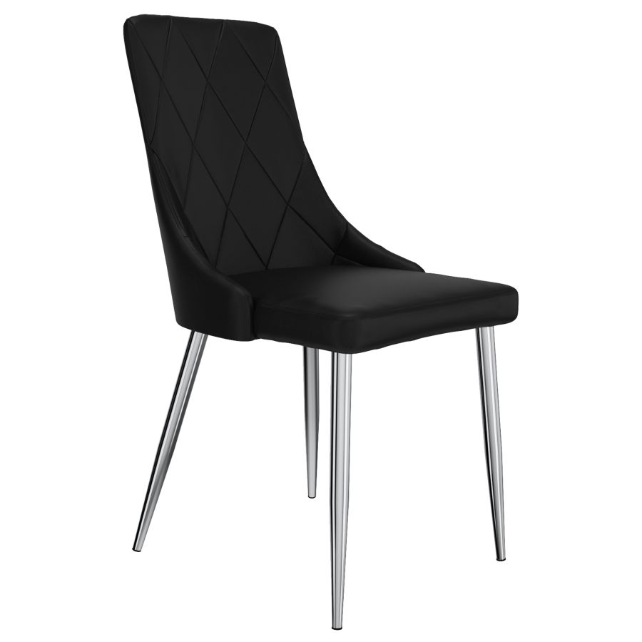 Ensemble de salle à manger Solara/Devo 5 pièces en chrome avec chaise noire