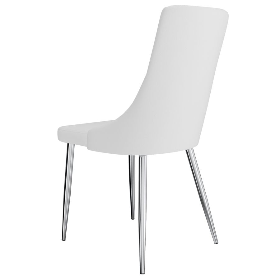 Ensemble de salle à manger Solara/Devo 5 pièces en chrome avec chaise blanche