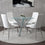 Ensemble de salle à manger Solara/Devo 5 pièces en chrome avec chaise blanche