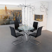 Ensemble de salle à manger Solara/Maxim 5 pièces en chrome avec chaise noire