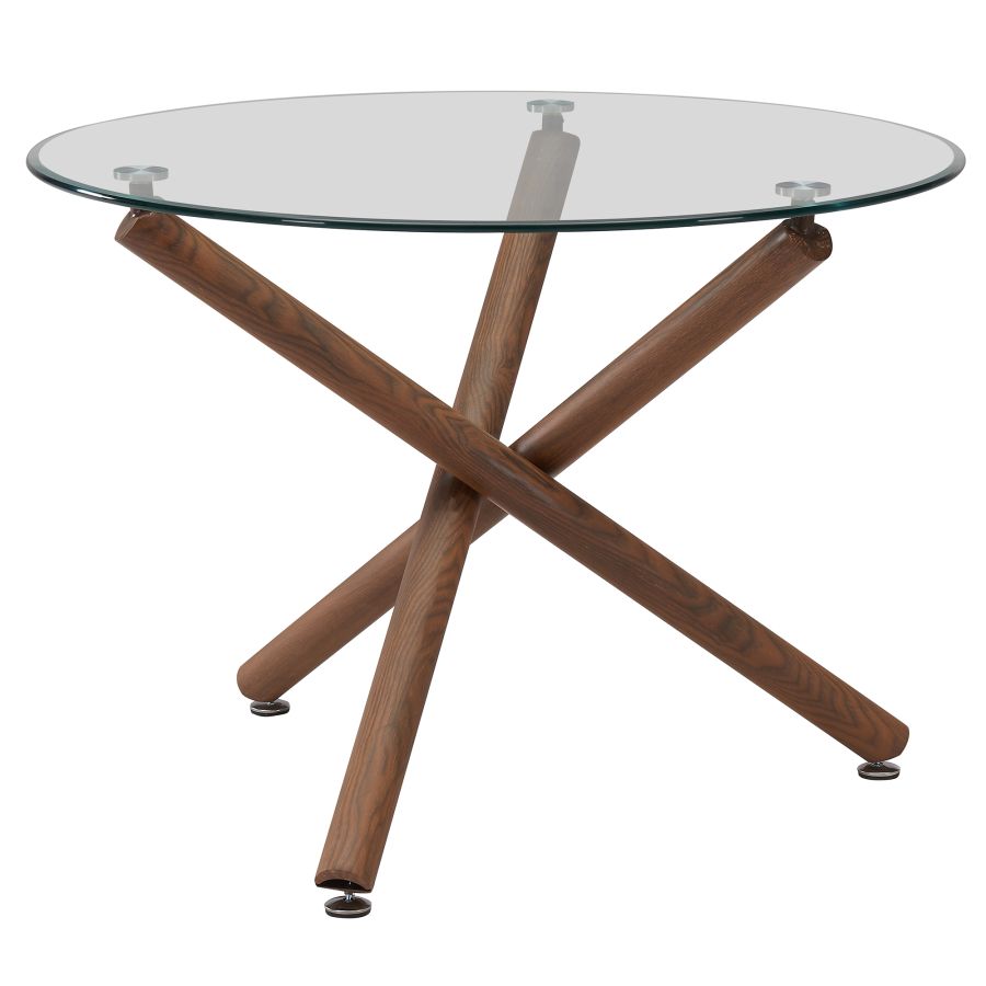 Ensemble de salle à manger Rocca/Devo 5 pièces en noyer avec chaise blanche