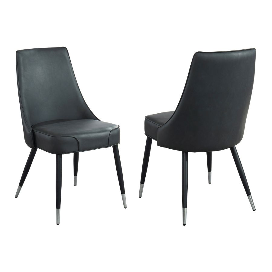 Ensemble de salle à manger 7 pièces Gavin/Silvano en noir avec chaise grise vintage