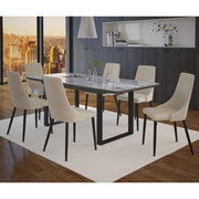 Ensemble de salle à manger 7 pièces Gavin/Venise en noir avec chaise beige