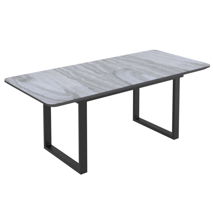 Ensemble de salle à manger 7 pièces Gavin/Venise en noir avec chaise beige