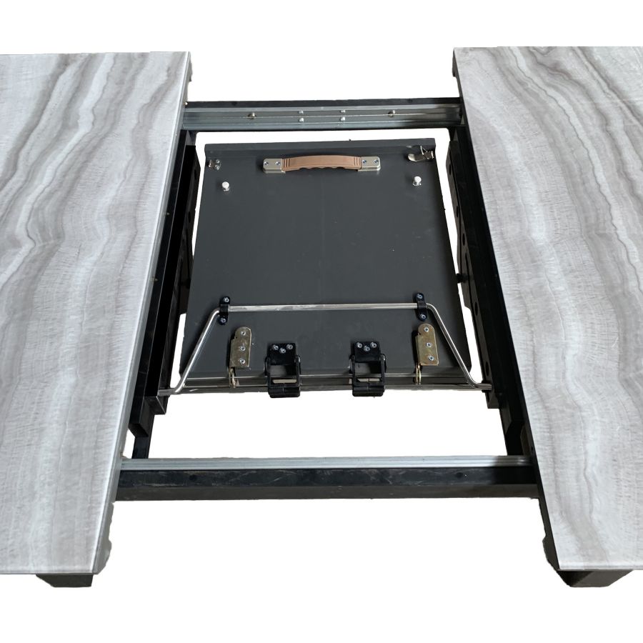 Ensemble de salle à manger 7 pièces Gavin/Venise en noir avec chaise beige