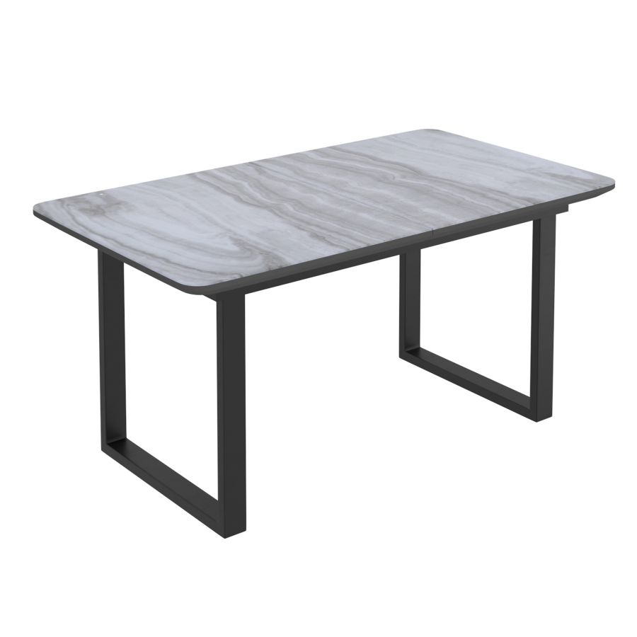Ensemble de salle à manger 7 pièces Gavin/Venise en noir avec chaise beige