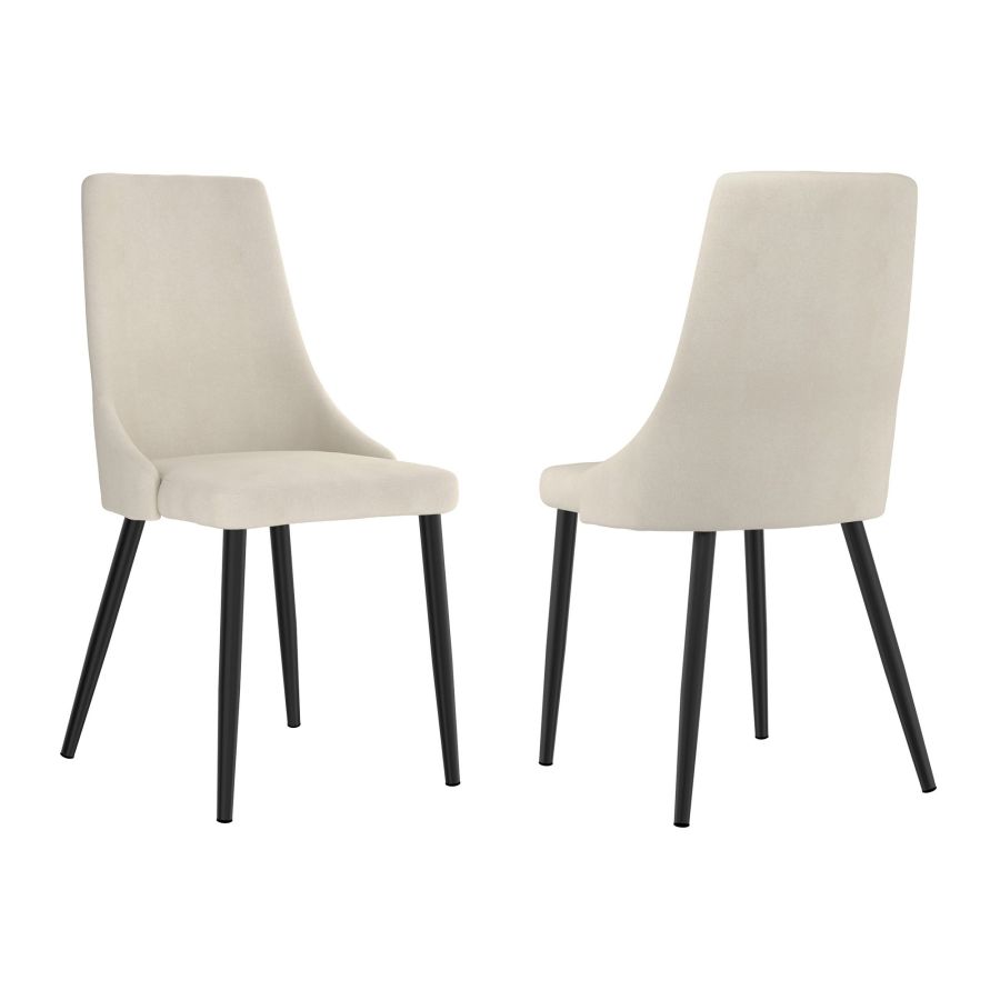 Ensemble de salle à manger 7 pièces Gavin/Venise en noir avec chaise beige