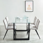 Ensemble de salle à manger Franco/Suzette 5 pièces en noir avec chaise grise