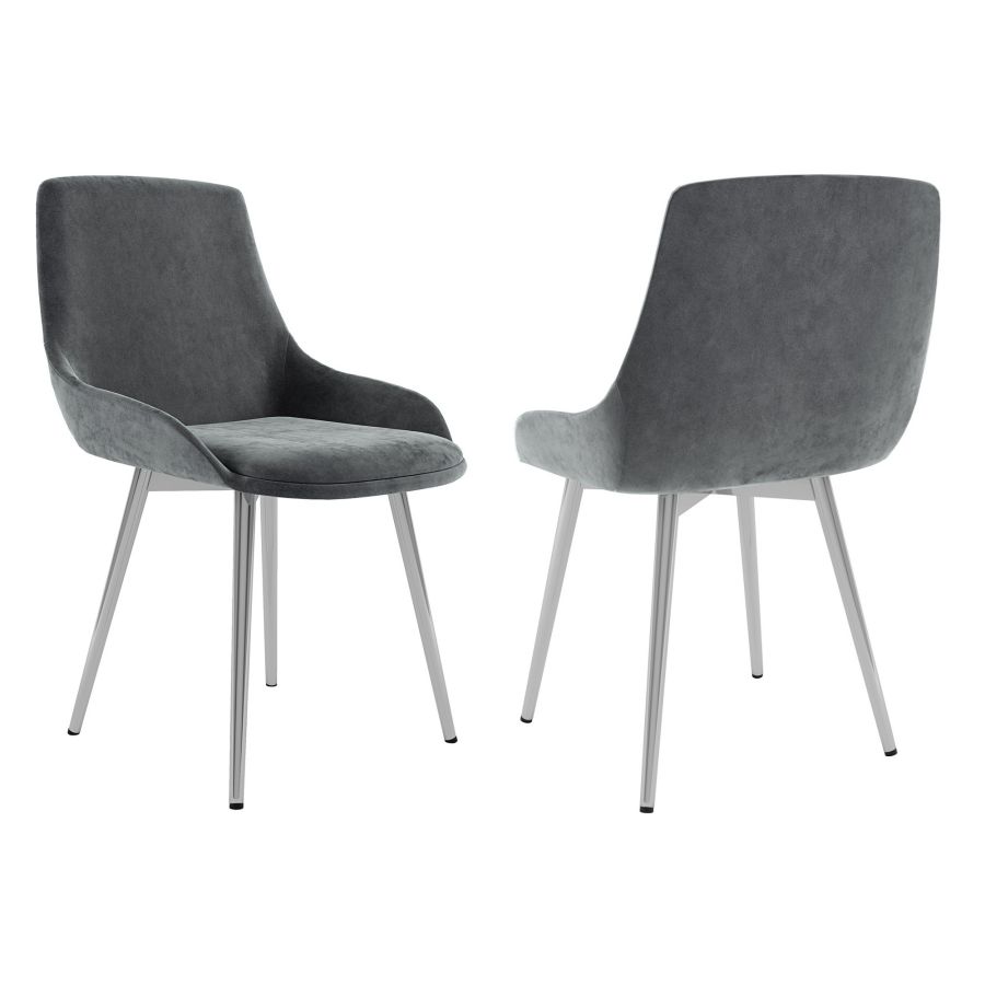 Ensemble de salle à manger 5 pièces Eros/Cassidy en chrome avec chaise grise