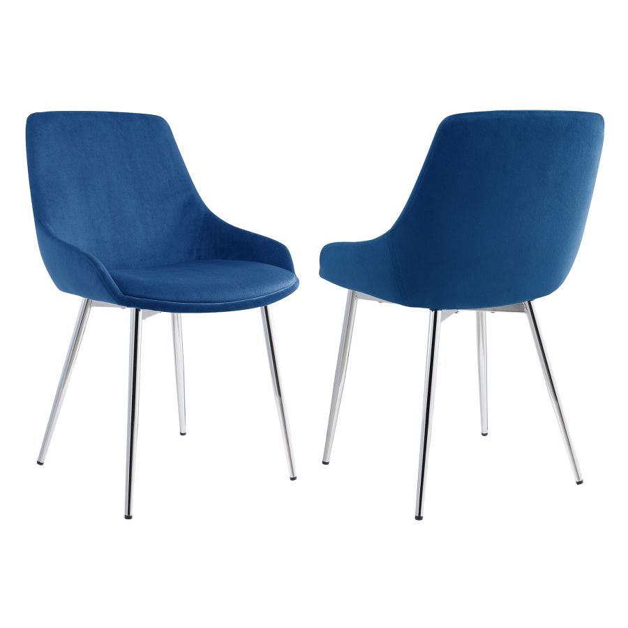 Ensemble de salle à manger Lorenzo/Cassidy 5 pièces en chrome avec chaise bleue