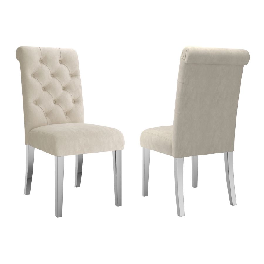 Ensemble de salle à manger Lorenzo/Chloe 5 pièces en chrome avec chaise beige