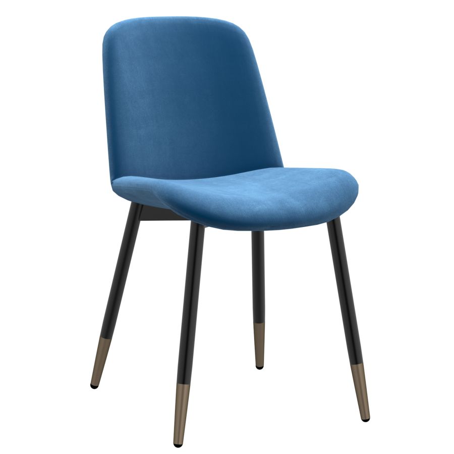 Ensemble de salle à manger 7 pièces Stark/Gabi en noir avec chaise bleue
