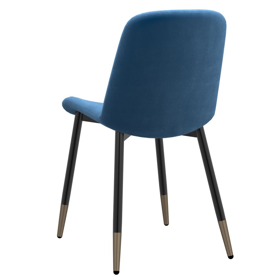 Ensemble de salle à manger 7 pièces Stark/Gabi en noir avec chaise bleue