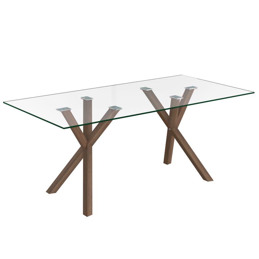 Ensemble de salle à manger 7 pièces Stark/Mia en noyer avec chaise en noyer et gris foncé