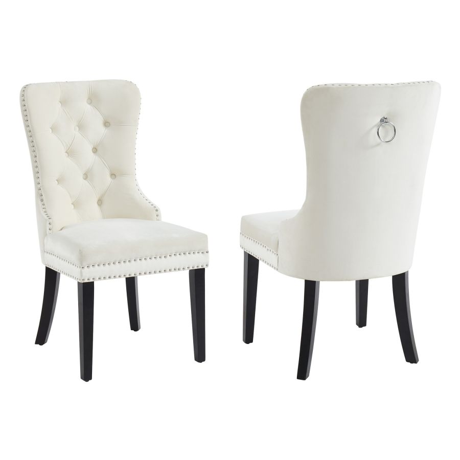Ensemble de salle à manger 7 pièces Napoli/Rizzo en gris avec chaise ivoire