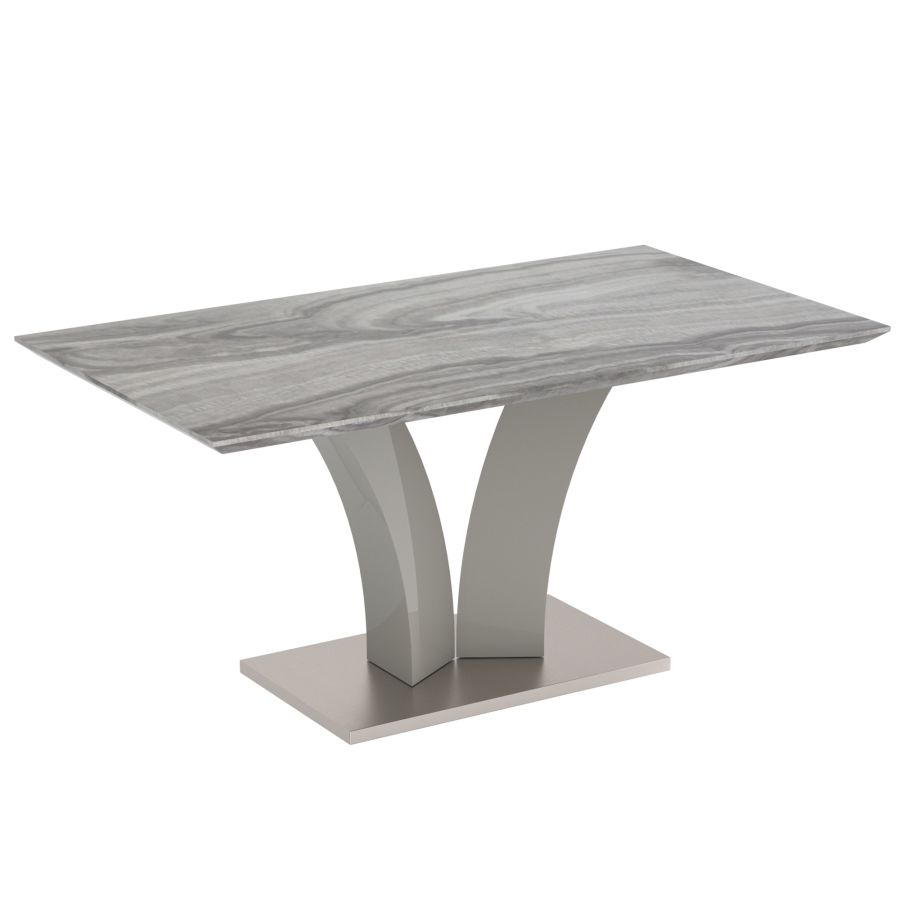 Ensemble de salle à manger 7 pièces Napoli/Devo en gris avec chaise gris clair